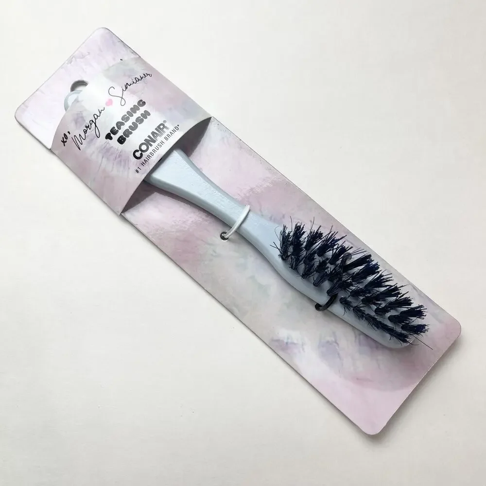 Conair Teasing Brush Morgan Simianer Small Mixed Boar Bristle Light Blue XO